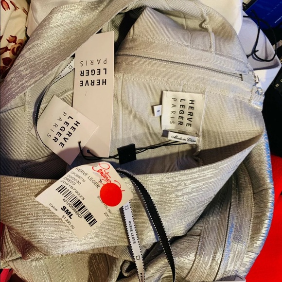 HERVE LEGER DRESS, FOIL SIZE S RETAIL1,290.00 - Picture 8 of 14